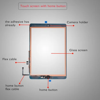 Nové Pro iPad 9.7 (2018 Verze) 6 6. Gen A1893 A1954 Touch Screen Digitizer Sklo S Home Tlačítko +Nářadí+Tvrzené Sklo