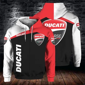 Nové pánské auto logo Ducati digitální tisk zip mikina ležérní módní Harajuku vysoce kvalitní značka pánské s kapucí bunda