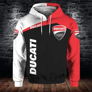 Nové pánské auto logo Ducati digitální tisk zip mikina ležérní módní Harajuku vysoce kvalitní značka pánské s kapucí bunda