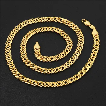 Nové Pánské Nerezová Ocel Cuban Link Řetěz náhrdelník Náhrdelník Zlaté Barvy Řetězu 18-32 palce 2018 Módní Dlouhé Náhrdelníky pro Muže