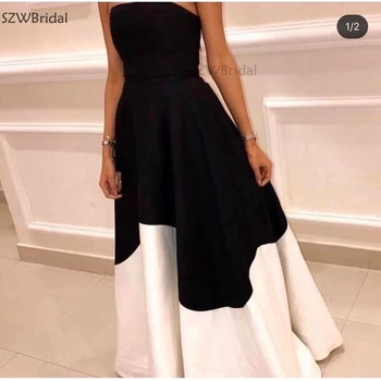 Nové Příjezdu Black white formální šaty večerní šaty 2021-Line Vestidos de fiesta Levné Party šaty ženy party večer