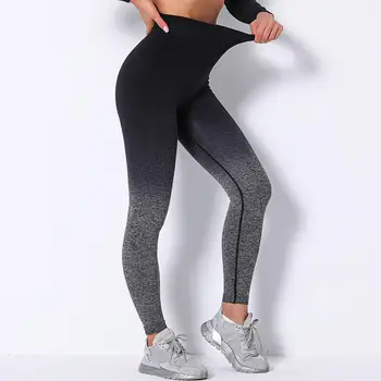 Nové Příjezdu Dip Dye Bezešvé Fitness Legíny Ženy Vysokým Pasem Stretch Sportovní Legíny Podzim Zima Výtah Hip spodní Prádlo Kalhoty