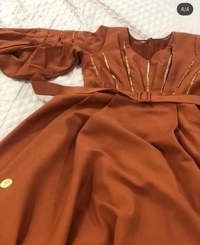 Nové Příjezdu Oranžové Dlouhý rukáv večerní šaty 2021 Župan večírek v dubaji party šaty ženy večerní šaty Robe longue