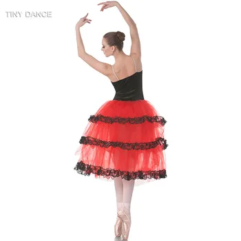 Nové Příjezdu Červené španělské Šaty pro Dospělé tanečnice Dlouhé Romantické Baletní Tutu Výkon Kostýmy BL-18004