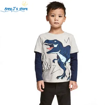Nové Topy určené děti chlapci oblečení dlouhý rukáv t košile podzim děti roztomilé kreslené tričko dinosaurus zvířat děti t tričko ZX374