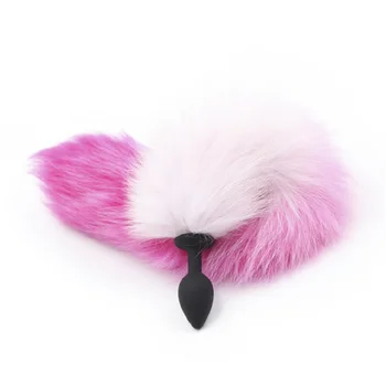 Nové černé silikonové Anální Plug korálky růžová fialová fox tail Butt plug Roli Hrát Flirtování Fetiš erotické sex Hračka pro Ženy