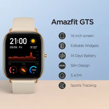 NOVÝ 2020 Globální Verze Amazfit GTS Chytré Hodinky Smartwatch Dlouhou výdrž na Baterii, 5ATM, Vodotěsné GPS, Music Control Kůže Silicon Popruh
