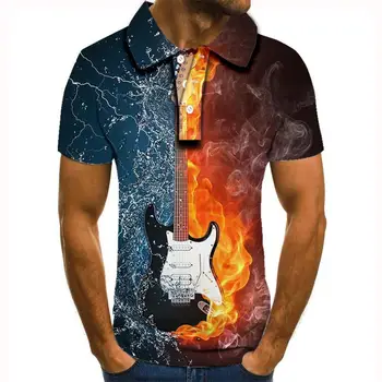 Nový 2020 Letní Košile Polo Men Krátký Rukáv Prodyšný Anti-Žmolkování Značky Ledu a ohně na kytaru 3d tištěné polos para hombre topy
