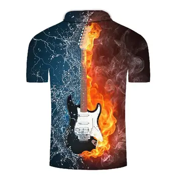 Nový 2020 Letní Košile Polo Men Krátký Rukáv Prodyšný Anti-Žmolkování Značky Ledu a ohně na kytaru 3d tištěné polos para hombre topy
