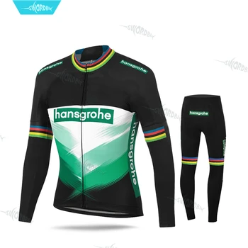 Nový 2020 Tým Jersey Set Dlouhý Rukáv Závod Cyklistické Oblečení Bib Punčocháče Uniformy Hansgrohe Mtb Muži Prodyšný Tovární Přímý Prodej