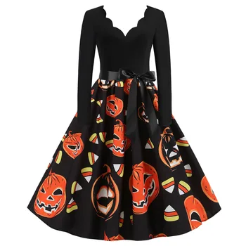 Nový 2020 Ženy Šaty Vintage Dlouhý Rukáv Halloween 50s Hospodyňka Večerní Party Halloween Kostýmy ženy středověké šaty Vestidos