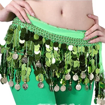 Nový Belly Dance Hip Sukně Šátek Sequin Fringe Wrap Mince Pásy Indické Šperky Exotické Bellydance Kostým Opasek BeltCM