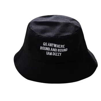 Nový Byt Fishman Klobouk Letní vyšívat Dopis Vintage Black Bucket Hat Muži Ženy Hip Hop Rybaření Szp Sprot Chapeau Panama Sun hat