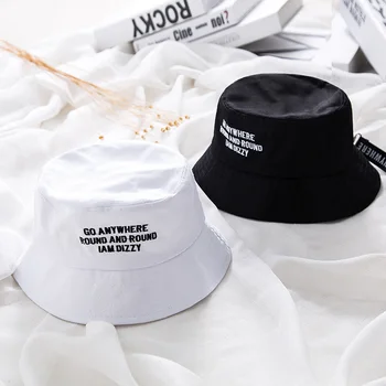 Nový Byt Fishman Klobouk Letní vyšívat Dopis Vintage Black Bucket Hat Muži Ženy Hip Hop Rybaření Szp Sprot Chapeau Panama Sun hat