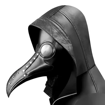 Nový Dlouhý Nos Cosplay Mor Lékař Maska Efektní Gotické Retro Rock PU Kožené Masky Halloween Zobák Steampunk Příslušenství pro Purim