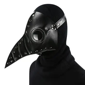 Nový Dlouhý Nos Cosplay Mor Lékař Maska Efektní Gotické Retro Rock PU Kožené Masky Halloween Zobák Steampunk Příslušenství pro Purim