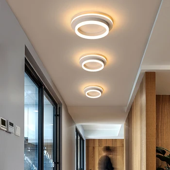 Nový Kulatý Design, LED Stropní Světla Chodba, Galerie Umění Dekorace Přední Balkon Lampa Bílá Černá Lamparas De Techo Plafondlamp