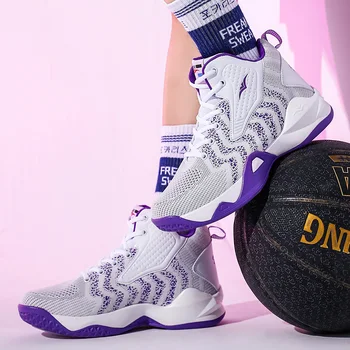 Nový módní trend vysoké top pánské basketbalové boty super vlákno ok horní dýchatelný pohodlí, slip opotřebení-odolné podešev tenisky