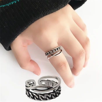 Nový Příchod Tibetského Pramene Korejský Módní Vintage Nastavitelný Prsteny Svatební Řetězové Sady Midi Neobvyklé Ženské Ruce Design Otevřený Kroužek