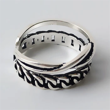 Nový Příchod Tibetského Pramene Korejský Módní Vintage Nastavitelný Prsteny Svatební Řetězové Sady Midi Neobvyklé Ženské Ruce Design Otevřený Kroužek