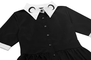Nový Příchod Ženy Měsíc Tisk Gotické Vintage Krátký Rukáv Černé Šaty Punk Harajuku Temnoty Goth Vestdios Plus Velikost Šaty