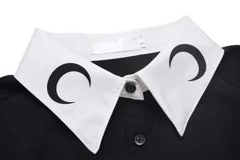 Nový Příchod Ženy Měsíc Tisk Gotické Vintage Krátký Rukáv Černé Šaty Punk Harajuku Temnoty Goth Vestdios Plus Velikost Šaty