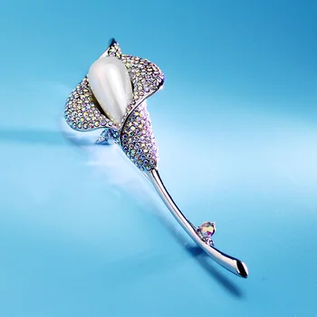 Nový Příjezdu Drahokamu Pearl Calla Lily Klopě Flower Brož Svatební Kytice, Šperky Pro Ženy, Party Pin Brože