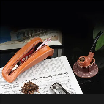 Nový Tabák Potrubí Pouzdro Tašky Cestovní Přenosný Pravé Kůže Tobacco Bag Single Kouření Potrubí Případě, Že Držitel Kouření Příslušenství