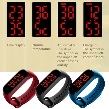 Nový Teploměr Chytrý Náramek Tracker Tělo Měření Teploty Sportovní Náramek Smart Watch Muži Ženy Hodiny