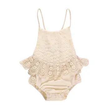 Nově Narozené Kombinézu Baby Girl Oblečení 2020 Letní Nové Roztomilé Krajky Krajka-up s hlubokým Výstřihem Kombinézy Kombinéza Dětské Oblečení E40502