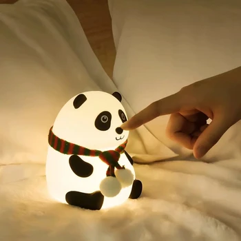 Noční světlo LED Silikonové Panda Noc lampTouch Snímače Barevné USB Dobíjecí Ložnice Noční Lampa pro Děti, Děti, Dítě Dárek