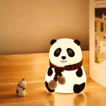 Noční světlo LED Silikonové Panda Noc lampTouch Snímače Barevné USB Dobíjecí Ložnice Noční Lampa pro Děti, Děti, Dítě Dárek