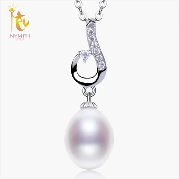 NYMFA Pearl Náhrdelník Přívěsek Jemné Šperky Originální Sladkovodní Perly 9-10mm Drop Tvar Módní Dárek Pro Ženy/Girl [T231X]