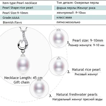 NYMFA Pearl Náhrdelník Přívěsek Jemné Šperky Originální Sladkovodní Perly 9-10mm Drop Tvar Módní Dárek Pro Ženy/Girl [T231X]