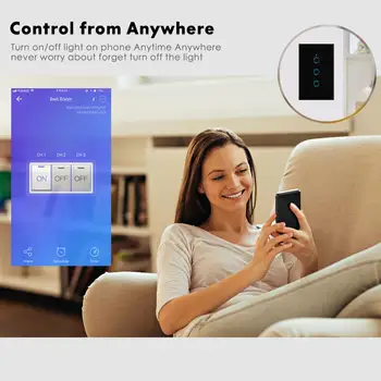 NÁM Wi-fi Inteligentní Dotykový Vypínač 220V 110V eWeLink Aplikace Dálkové Ovládání / Timmer / Práce s Alexa Google Domov pro Inteligentní domácnost