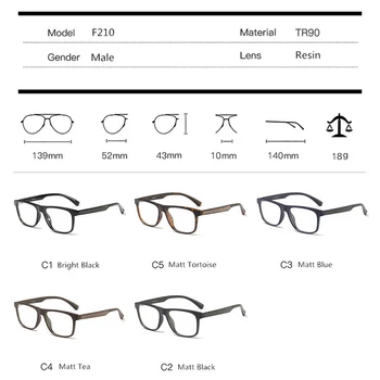 Náměstí TR90 Mužské Brýle Rámy , Černá, Carbon Fiber Proces Chrámu Předpis Krátkozrakost Brýle Rám
