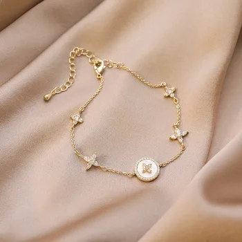 Náramek pro Ženy Micro Zirkony Švestka Kříž Světlo Luxusní Módní Náramek Šperky Velkoobchod