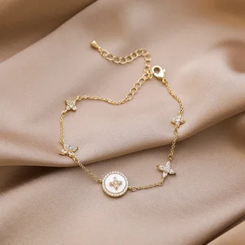 Náramek pro Ženy Micro Zirkony Švestka Kříž Světlo Luxusní Módní Náramek Šperky Velkoobchod
