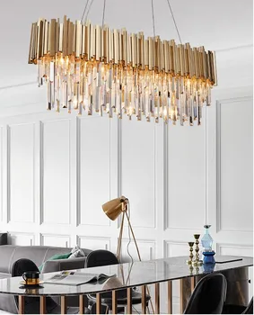 Obdélník Moderní Křišťálový Lustr Jídelna Luxusní Obývací Pokoj LED Svítidlo Velká Kuchyň Lustre Cristal