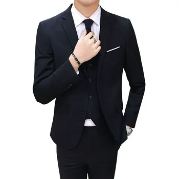 Oblek Pánské Tři-kus Podnikání Profesionální Oblečení Malé Oblek korejské Slim Družba Ženicha Svatební Šaty