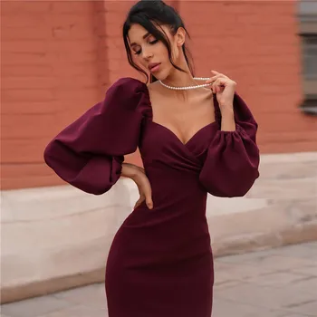 Oblečení UVECOS 2020 Jaro a Podzim Elegantní Šaty s Dlouhým Rukávem Šaty