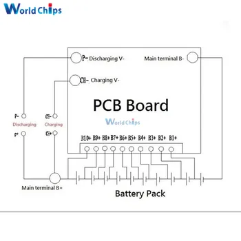 Ochrana baterie BMS PCB Deska Pro 10 Balení 10S 36V Li-ion Lithium Cell Max 40A S rovnováhou 53X63MM Elektronických Obvodů
