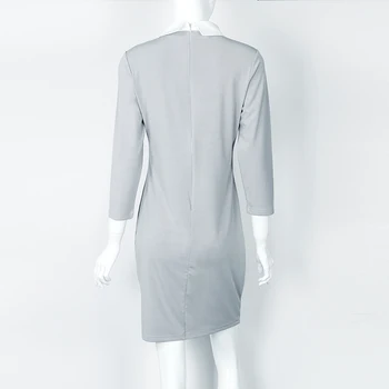 Office Dámy Práce Šaty Turn-Down Límec s Kapsami Ženy Mini Šaty 2019 Nové Podzimní Tři Čtvrtletí Zimní Šaty LX363