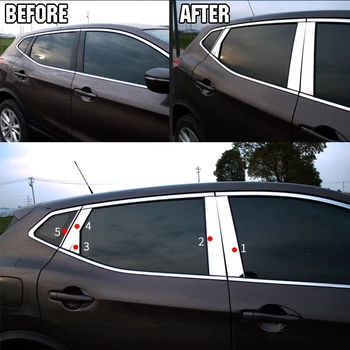 Okno Chrome Sloup Post Kryt Lišta Lišta Ozdobná Přízvuk Nerezové Styling pro Nissan Qashqai J11 -2017