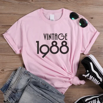 ONSEME Ročník 1988 Dopis Tisk Vintage t-shirt Ženy Létě O-krk Bavlna Grafické t košile Gothic Estetické Oblečení Q-945