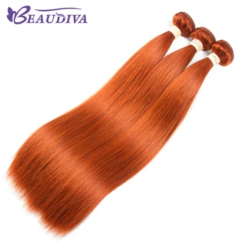 Orange Ginger Peruánské Rovné Vlasy 8-30 palcový 1/3/4 Svazky Vlasy BEAUDIVA Vlasy, Lidské Vlasy Svazky, Remy Vlasy Rozšíření