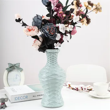 Origami Plastová Váza Bílá Růžová Zelená Imitace Keramické Rostlin, Vázy, Květináče, Květinová Váza Nordic Obývací Pokoj Domácí Dekorace