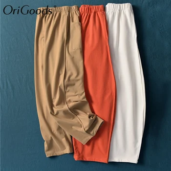 OriGoods Podzimní Kalhoty, Ženy Bavlněné Elastické Tkaniny Dlouhé Kalhoty Plus velikosti Ležérní Harem Kalhoty Pro Ženy Podzimní Teplé Kalhoty B303