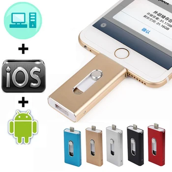 OTG USB Flash Disk Pro iPhone X/8/7/7 Plus/6/6s/5/SE ipad Kovový flash disk HD Memory Stick 8 16 32G 64G 128G usb 3.0 Flash Driver