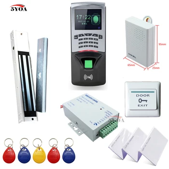 Otisků prstů RFID Systém Kontroly Přístupu Kit Dřevěné Dveře Set+Elektrické Magnetický Zámek+ID Karty Keytab+Energie Dodavatele+Tlačítko+Zvonek